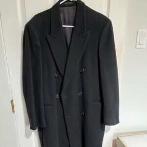 Men's Black Cashmere wool coat made in Italy size L/XL